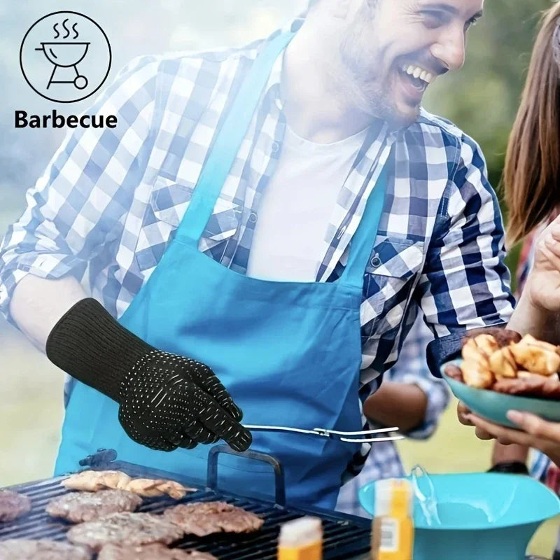 Braai gloves in use at the braai