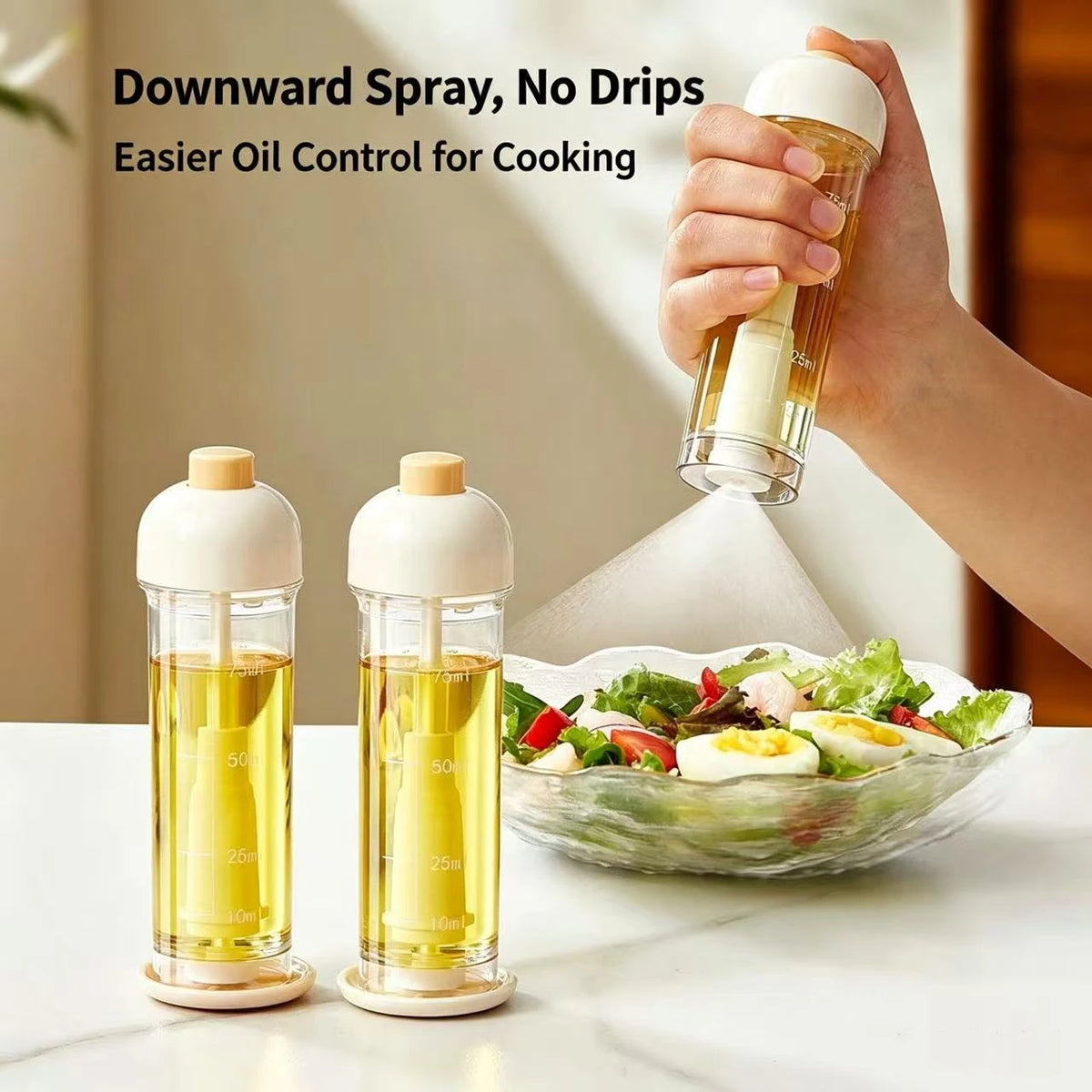 Oil mist sprayer spraying downward